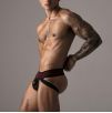 Jockstrap LEATHERETTE ZIPPED Noir-Rouge