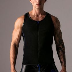 Débardeur ZIPPER VEST Noir-Bleu Locker Gear