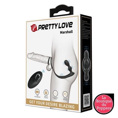 Cockring Plug Marshall Pretty Love 7.5 x 2.7 cm Noir