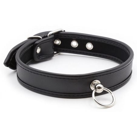 Collier O Ring Simili Noir pas cher