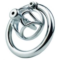 Cage de chasteté en métal avec Plug d'urètre Hexy 3 x 3.3cm - Diamètre : 40 mm pas cher