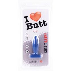 Plug Slim S I Love Butt 8.5 x 3 cm Bleu