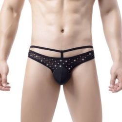 String Transparent Hollowout Noir - Taille : M pas cher