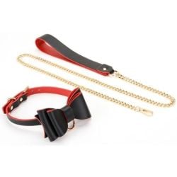 Collier Laisse Bowtie Noir et Rouge pas cher