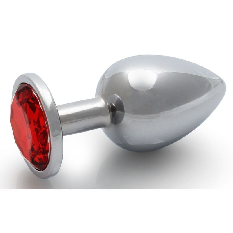 Bijou anal Round Gem L 8 x 4cm Argenté-Rouge