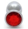 Bijou anal Round Gem L 8 x 4cm Argenté-Rouge