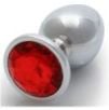 Bijou anal Round Gem L 8 x 4cm Argenté-Rouge