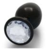 Bijou anal Round Gem L 8 x 4cm Noir-Transparent