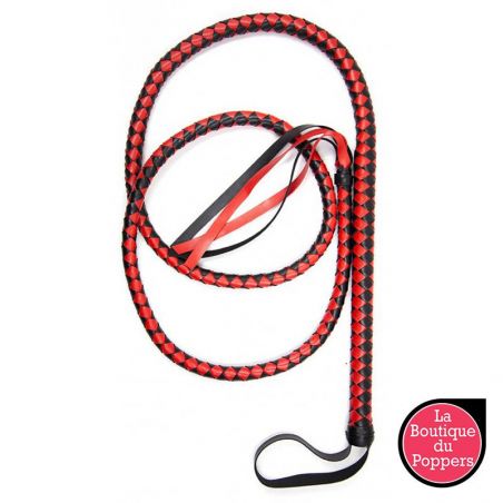 Long fouet Whip Duo 190cm Noir et Rouge pas cher