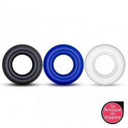 Lot 3 cockrings souples Noir Bleu Blanc