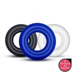 Lot 3 cockrings souples Noir Bleu Blanc pas cher