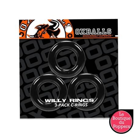 Lot de 3 cockrings Willy Rings Noir