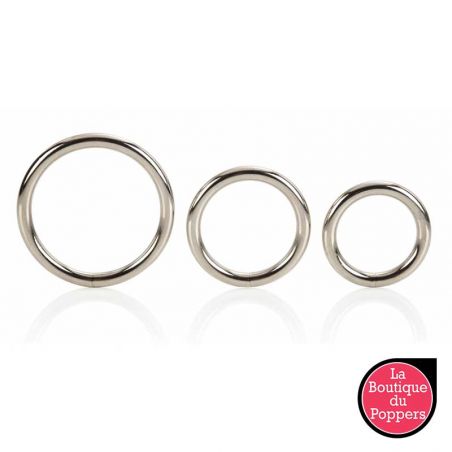 Lot de 3 cockrings métal Silver Ring 32 à 50mm