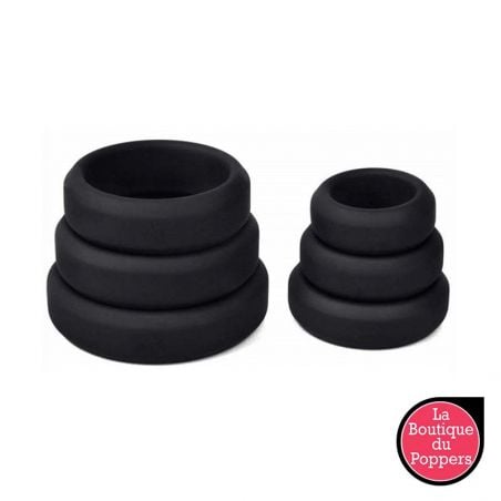 Lot de 6 cockrings Silicone Hyperion Noir