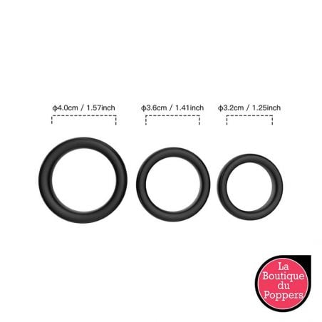 Lot de 3 cockring Silicone Set Ring Noirs