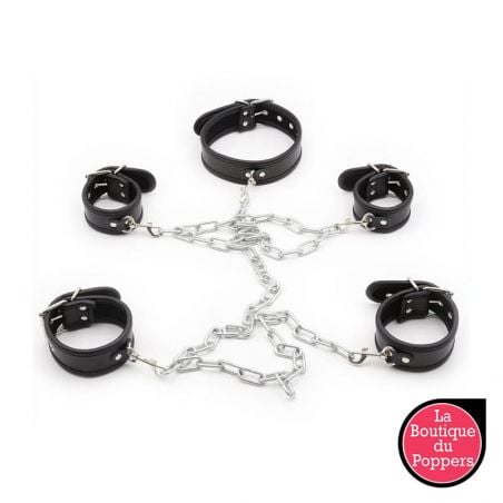 Set de restriction Collier et Menottes Noir pas cher