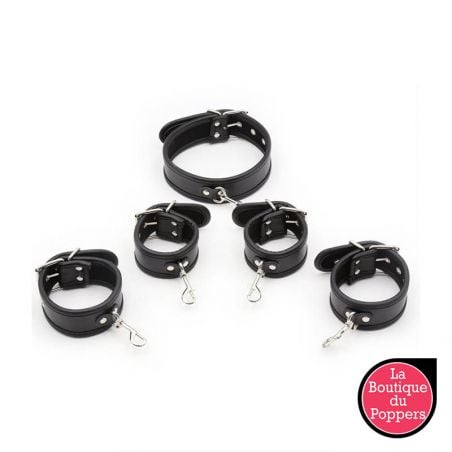 Set de restriction Collier et Menottes Noir