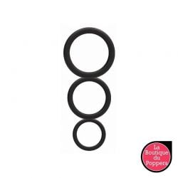 Set de 3 cockrings noirs en silicone pas cher