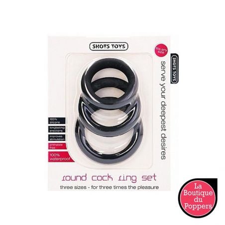 Set de 3 cockrings noirs en silicone