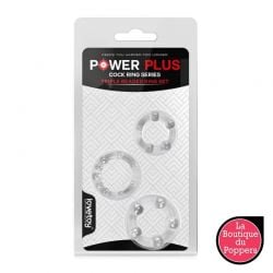 Lot de 3 cockrings Power Plus transparents