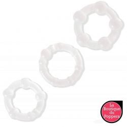 Lot de 3 cockrings Power Plus transparents pas cher