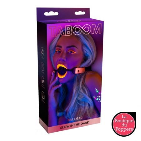 Bâillon Boule phosphorescent Glow Pink Taboom 40mm