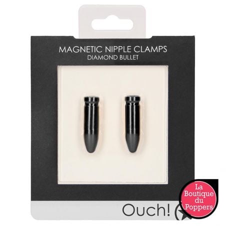 Pinces pour tétons magnétiques Diamond Bullet x2 Noires