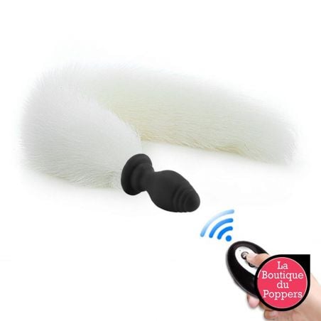 Plug Queue Vibrant Fox Tail Vibe 6.5 x 3.2cm - Queue 40cm Blanche pas cher