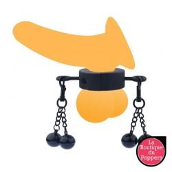 Ballstretcher en métal avec 4 Boules Big Testicle S 32mm - Hauteur 12mm - Poids 375g Noir