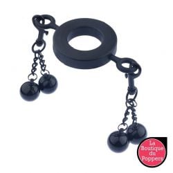 Ballstretcher en métal avec 4 Boules Big Testicle S 32mm - Hauteur 12mm - Poids 375g Noir