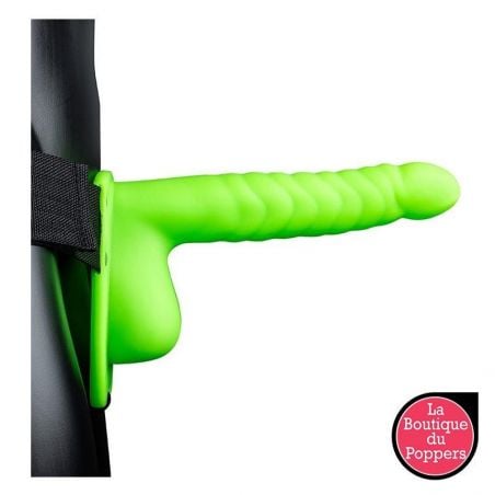 Gode Ceinture Creux Phosphorescent Nervuré - 20 cm pas cher