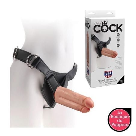 Gode Ceinture King Cock - 2 Cock 1 Hole - 20 cm pas cher