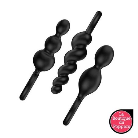 Kit de 3 plugs Silicone Booty Call Satisfyer 9.5 x 2.5cm