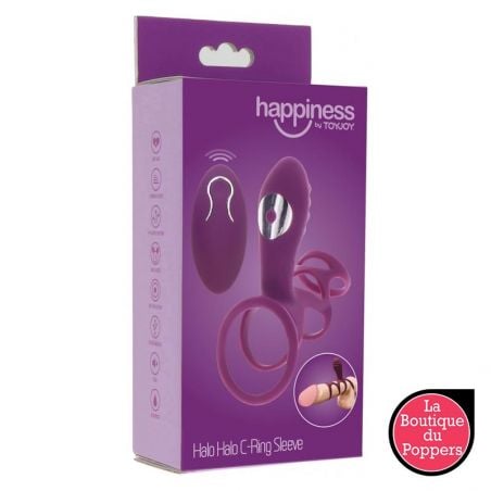 Étui pénien vibrant Halo Halo C-Ring Happiness 7cm Violet