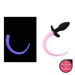 Plug Queue de chien phosphorescent Luminous Puppy 8 x 3.2cm Rose fluo