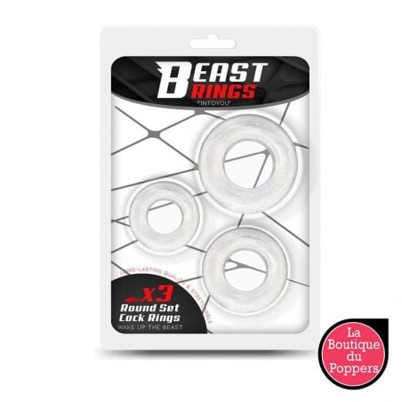 Lot de 3 cockrings souples Beast Rings Transparents