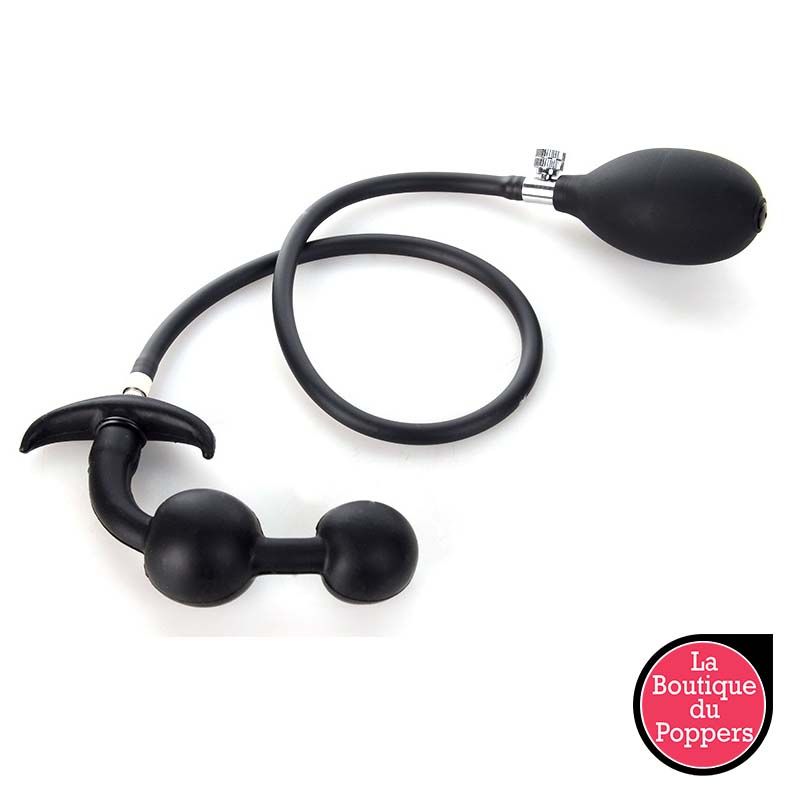 Plug Anal Gonflable Avec Boules Beads - 14 X 3 Cm, Silicone Noir | Sextoy Neuf