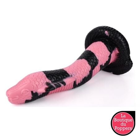 Gode Cobra Snake L 26 x 7cm Noir-Rose pas cher