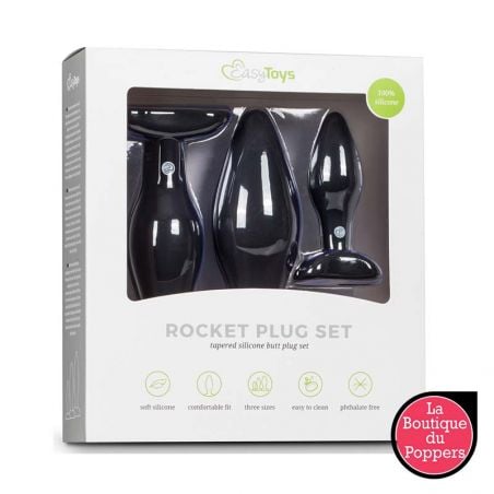 Kit de 3 plugs silicone Rocket Noirs