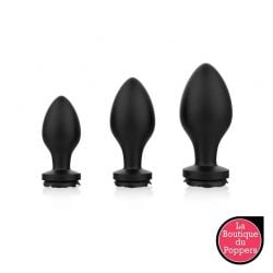 Lot de 3 plugs bijou Silicone Rosa Noirs pas cher