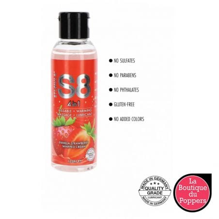 Lubrifiant Comestible Fraise-Vanille 4in1 S8 125mL