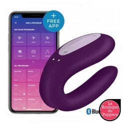 Stimulateur connecté Double Joy Satisfyer Mauve pas cher