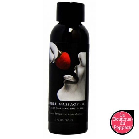 Huile de massage comestible Fraise 60ml pas cher